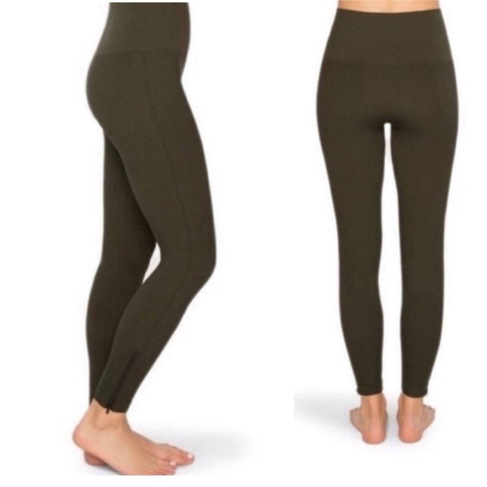 New SPANX Side Zip Seamless Leggings‎ Olive Green